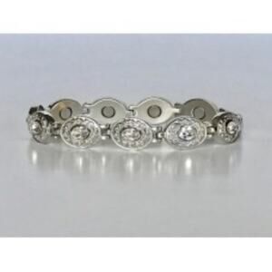 Stainless steel magnetic bracelet‎ w CZs. 7.5 inch